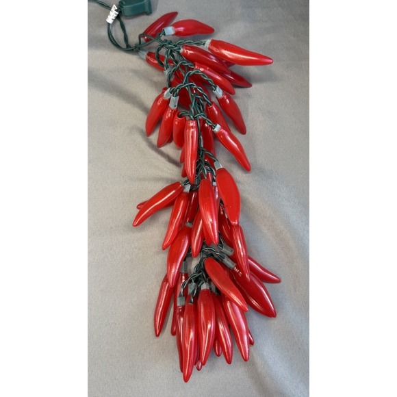 Enchanted Other - Vintage Set (2) Red Hot Chili Pepper Cluster Swag Lights 14" Christmas Southwest